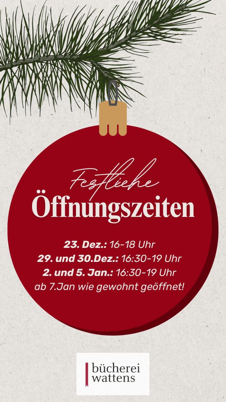 Öffnungszeiten Bücherei Weihnachten 2025