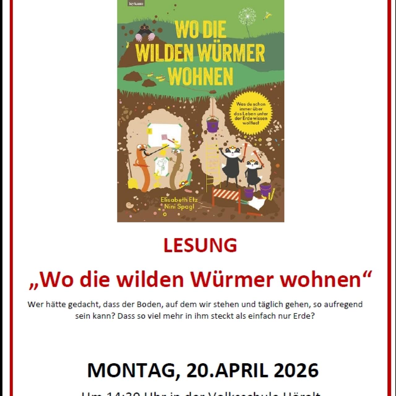 Lesung für Kinder "Wo die wilden Würmer wohnen"